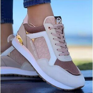 ❤️Michael Kors Womens Shoes Sz 7.5 Wilma Trainer Sneakers Soft Pink Suede FT22F